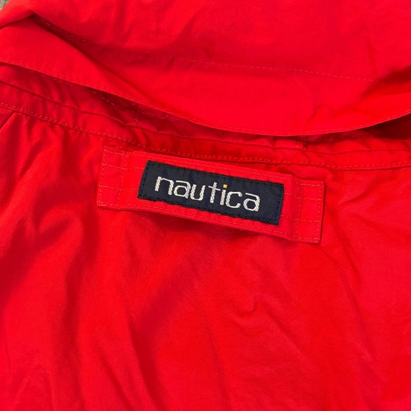 VTG Nautica Mens Red Windbreaker L Large Sailing Full Zip jacket Old Money Yacht - Picture 13 of 16